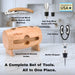 4-in-1 Cask Shaped Wine Essentials Gift Set with Wood Bottle Opener, Wine Pourer, Foil Cutter, and Wine Stopper with Han
