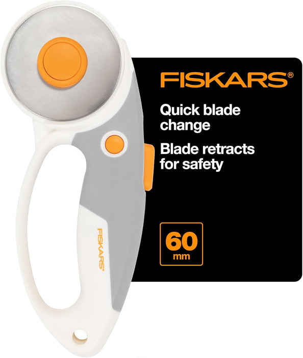 Fiskars 60mm Loop Titanium SoftGrip Rotary Cutter for Fabric & Sewing
