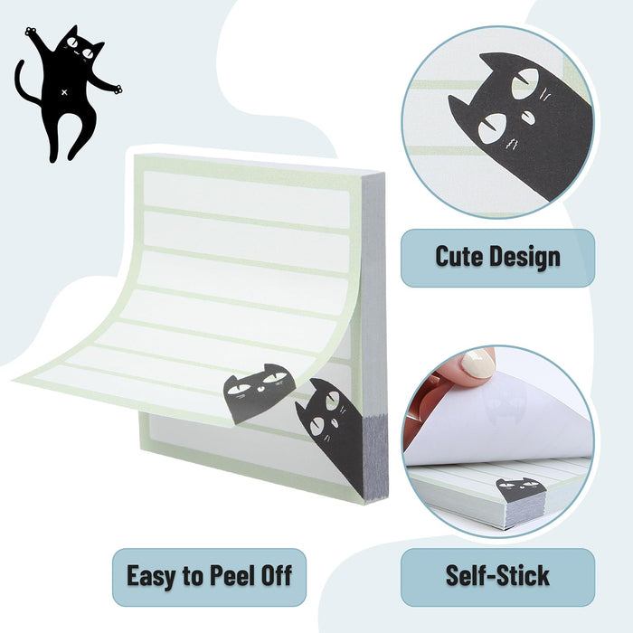 - Black Cat Sticky Notes Set, 3" x 3", 6 Pads, 480 Sheets | Black Cat Sticky Notes, Memo Pads, Self-Stick Note Pad for Office, School, Home, Study & Organization