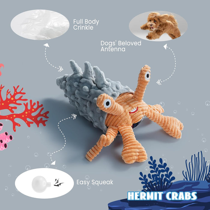 4 Packs Crinkle Squeaky Dog Toys for Aggressive Chewers, Tough Durable Stuffed Plush Rope Tug Puppy Chew Toy for Small M
