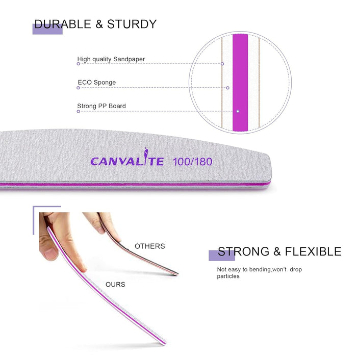 10 PCS Nail File Professional Nail Files Reusable Double Sided Emery Board(100/180 Grit) Nail Styling Tools for Home and
