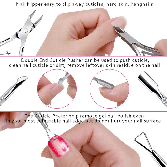 Nail Files and Buffers, Manicure Tools Nail Care Kit with Nail File, Nail Buffer Block, Cuticle Care for Women with Nipp