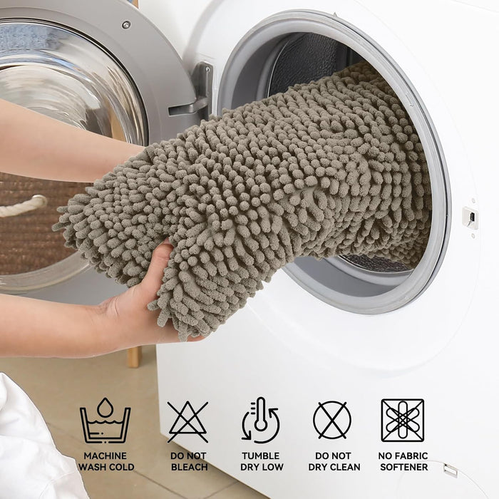 Small Bath Rug Mat,24x17 Chenille High Absorbent Latte Bathroom Mats