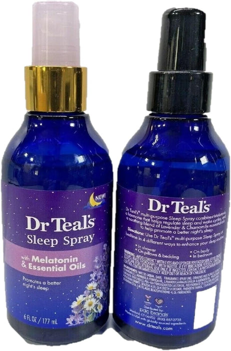 Dr. Teal's Sleep Spray with Melatonin & Essential Oils Gift Set (2 Pack, 6 fl oz ea.) - Nighttime Therapy Formula with Chamomile & Lavender - Ease Sore Muscles While Promoting a Better Nights Sleep