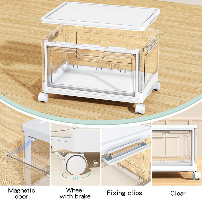 Clear Storage Bins with Lids - 4 Tier 23qt Plastic Stackable Bins