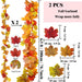 2Pcs 13FT Artificial Fall Leaves Garland for Thanksgiving Decor