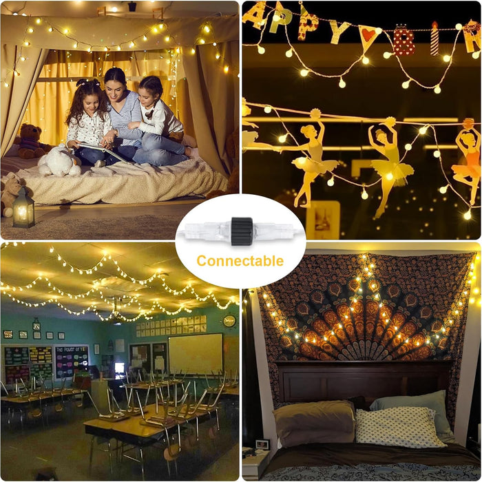 100 LED Globe String Lights Indoor Bedroom, 33ft Fairy Lights