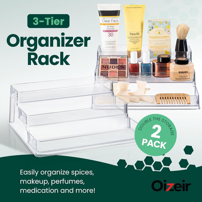 Clear Acrylic 3-Tier Spice Rack, Cabinet Pantry Organizer
