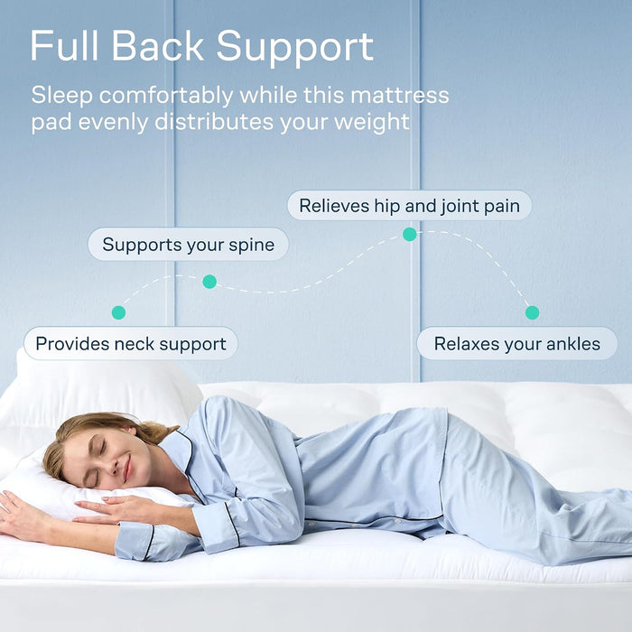 100% Cotton Top Queen Size Mattress Pad, Pillow Top