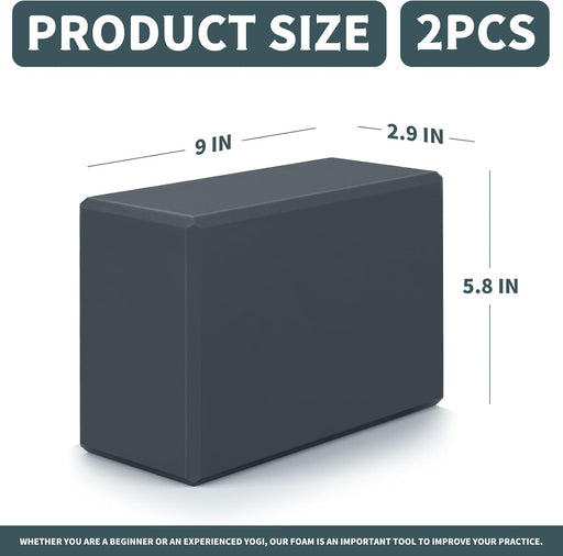 Yoga Blocks 2 Pcs, 9"x6"x3" Yoga Brick Foam Blocks EVA Foam Block Yoga Props Accessories for Yoga Pilates Stretching and