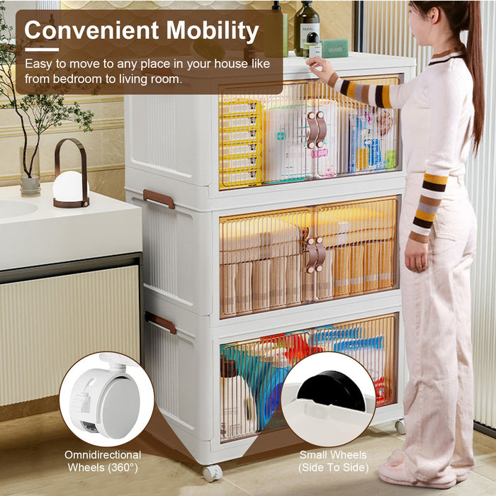 Three-Piece Rolling Foldable Storage Bins
