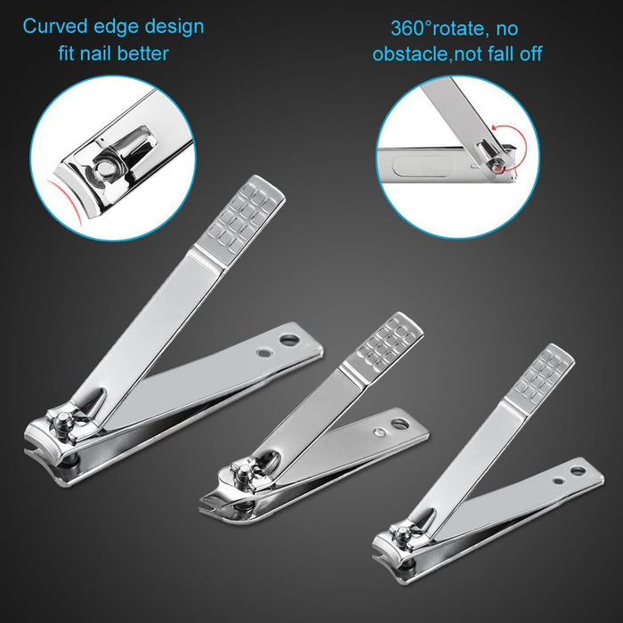 Manicure Set 18Pcs Stainless Steel Nail Clippers Set with Case Black
