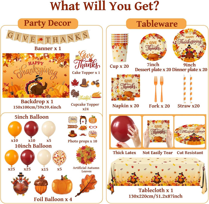 Thanksgiving Party Decorations Set, All-in-One Thanksgiving Party Supplies