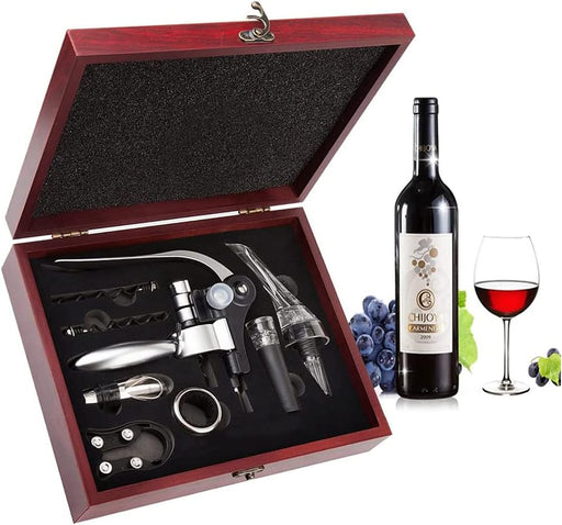 Wine Opener,Wine Bottle Opener, Wine Accessories Areator Wine Opener Kit, Red wine Corkscrew Set with Wood Case,Wine Gif