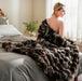 Fluffy Faux Fur Throw Blanket for Couch, Soft Plush Thick Cozy Fuzzy Luxury Minky Bubble Blanket for Home Living Room Decor Gift for Women, Tie-dye Coffee, 50" x 60", 1100GSM
