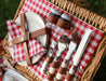 Wicker Picnic Basket for 2, Insulated Picnic Basket - Red Check