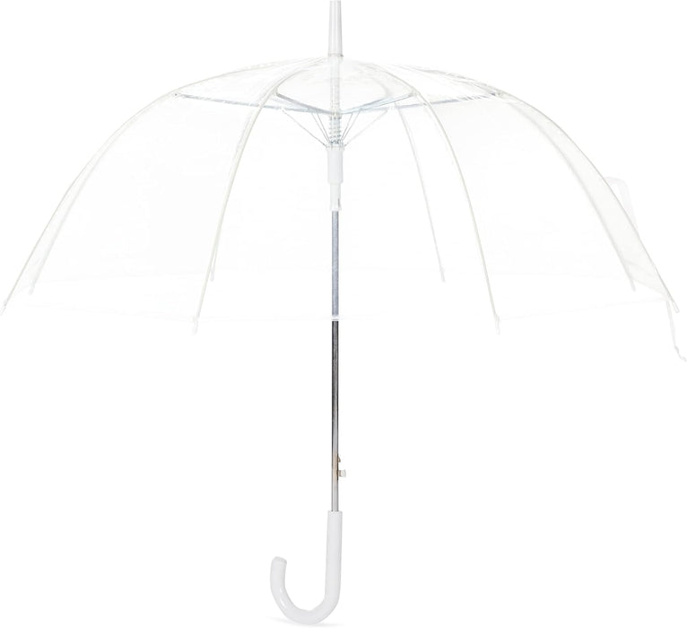 Clear Umbrella for Rain, Round Bubble Umbrella for Wedding, With Wide Coverage (35" Canopy Diameter), Auto Open, Strong Fiberglass Frame, Steel Shaft, Spoke Protectors for Safety