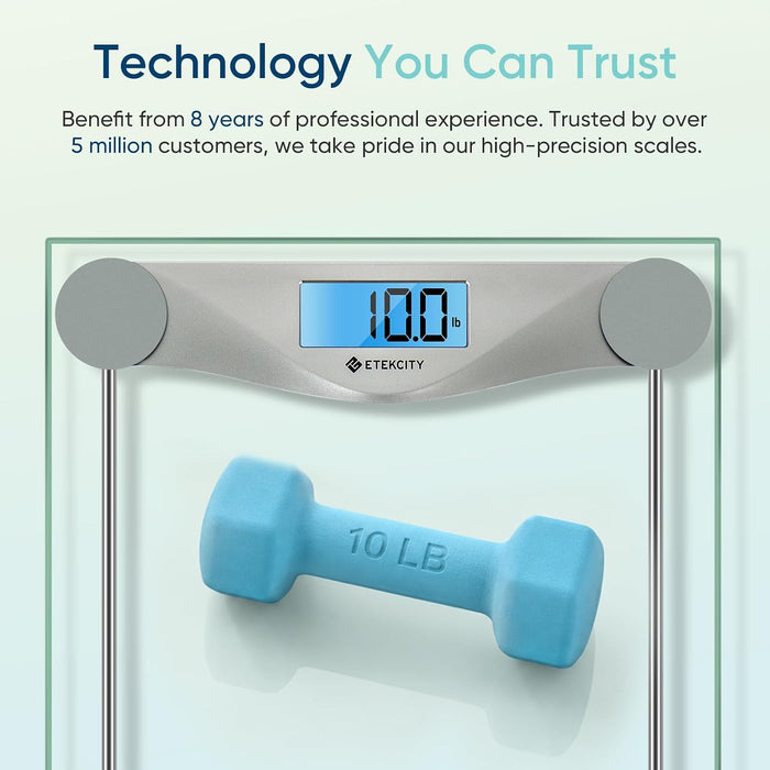 Digital Body Weight Bathroom Scale, 6mm Tempered Glass, 400 lbs