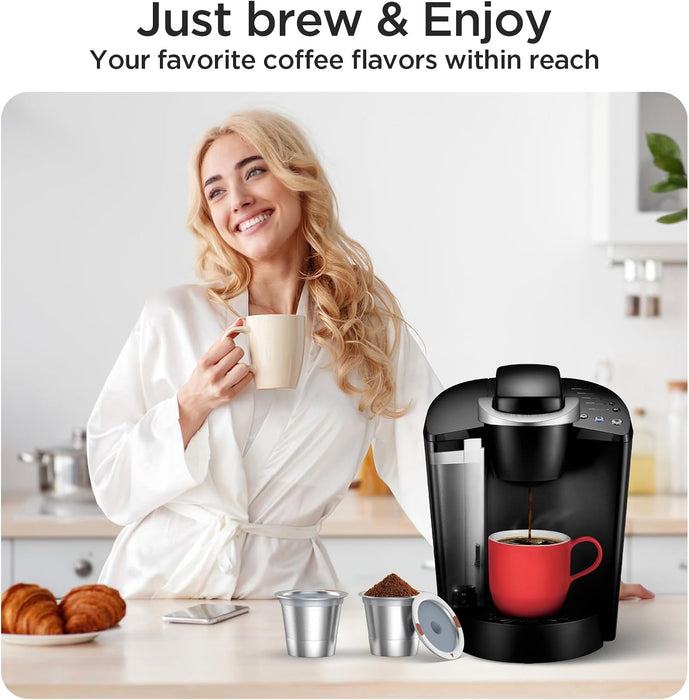 Reusable K Cups and Coffee Pods,Universal stainless steel k Cups for Keurig 2.0 and 1.0 Coffee Makers machine(2pack)