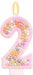 Pastel Macaron Number 2 Candle, 2nd Birthday Decorations for Girl