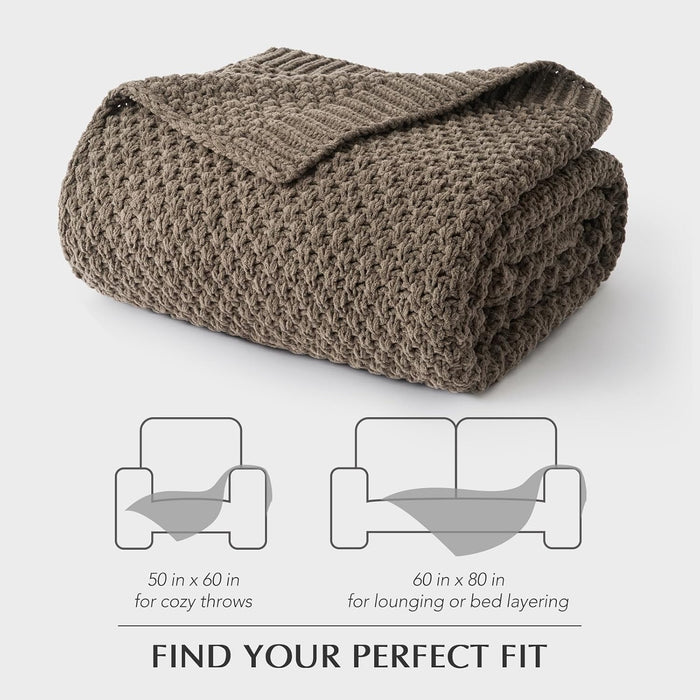 HOME Chunky Chenille Knit Throw Blanket, 50 x 60, Mocha Brown