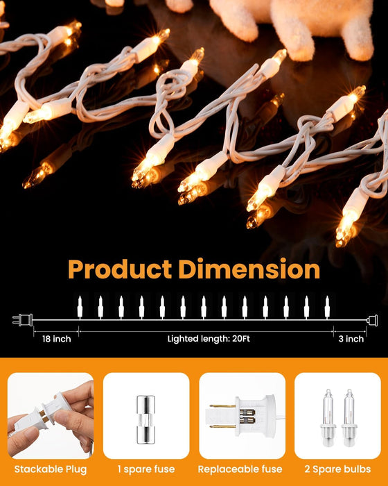 Clear Christmas String Lights 100 Count 20 Feet Incandescent Bulb
