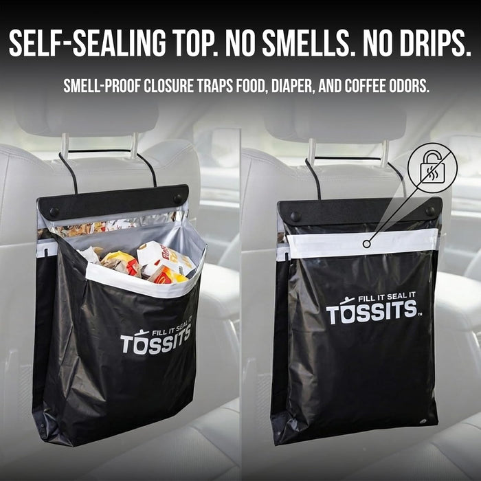 Hanging Car Trash & Garbage Bags, Disposable, Black 7 Count