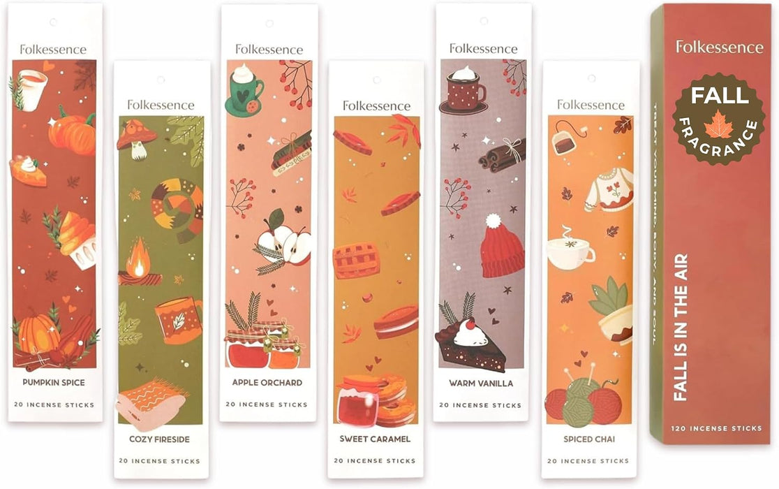 Premium Fall Incense Sticks Vanilla, Pumpkin Spice, Pack of 6