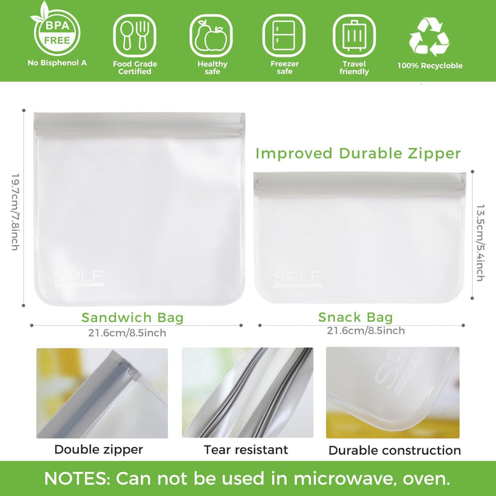 10 Pack Reusable Sandwich Bags Dishwasher Safe, Gray