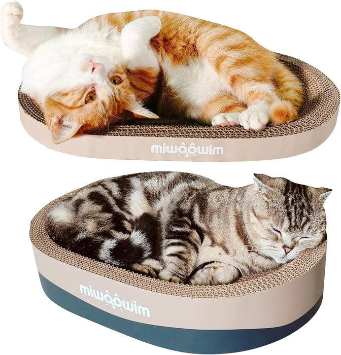 3-Piece Cat Scratcher Set, Oval Bowl Nest for Indoor Cats