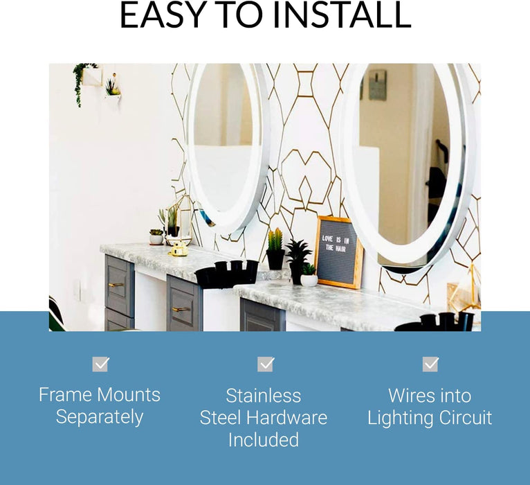 Circular LED Vanity Mirror - Front Lit Rounded Mirror for Bedroom, Bathroom or Shower - anti Fog & Wall-Mounted - Modern Home Decor - 44" Wide X 44" Tall