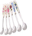 6 Pack Stainless Steel Coffee Spoon Ceramic Handle Teaspoon Sugar Ice Cream Desert Spoon Stirring Soup Tableware