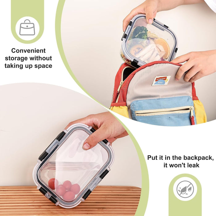 8 Pack Glass Food Storage Containers with Lids, Meal Prep Containers, Airtight Bento Boxes with Leak Proof Locking for M