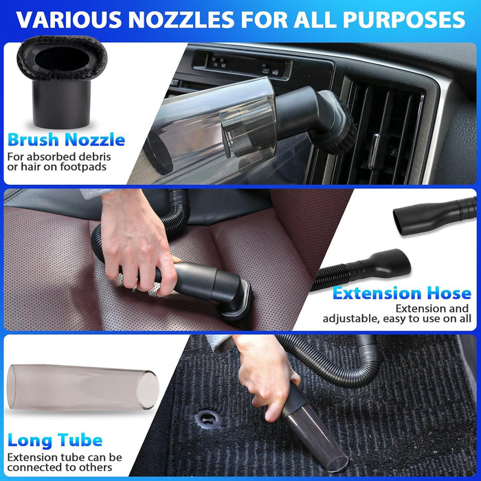 Car Cleaning Kit, Car Vacuum Kit, Gray Car Interior Detailing Kit with 8000PA High Power Vacuum, Including 7Pcs Detailin