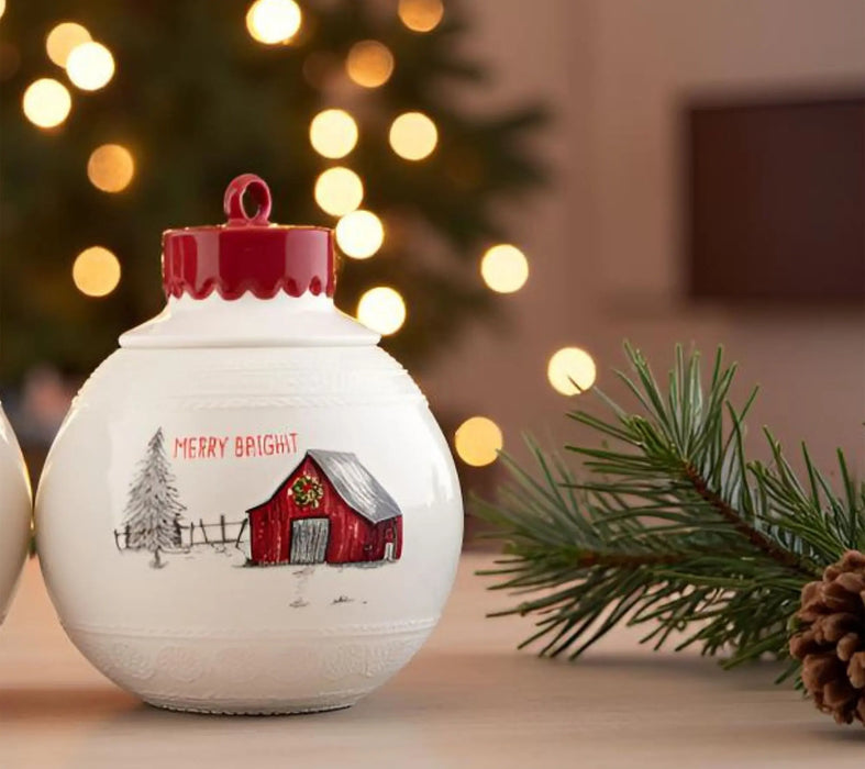 10 Strawberry Street "Merry & Bright" Ornament Cookie Jar