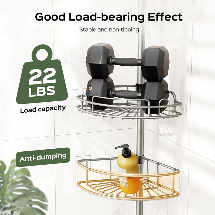 Corner Shower Caddy Tension Pole 4 Tier Rustproof Shampoo Organizer