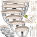 Mixing Bowls with Airtight Lids Set, 26PCS Stainless Steel Khaki Bowls with Grater Attachments, Non-Slip Bottoms & Kitchen Gadgets Set, Size 7, 4, 2.5, 2.0,1.5, 1QT, Great for Mixing & Serving