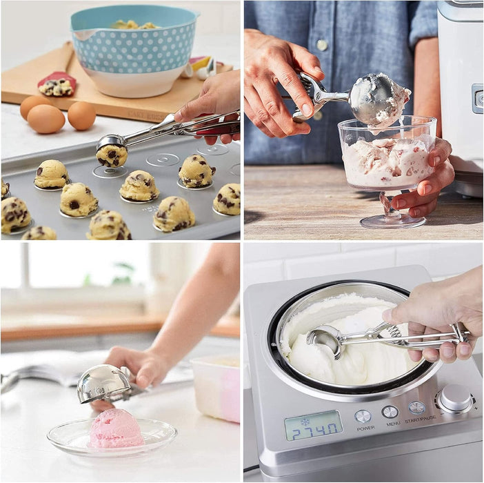Ice Cream Scoop, 3Pcs Cookie Scoop Set, Stainless Steel Ice Cream Scooper with Trigger Release, Large/Medium/Small Cooki