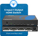8K@60Hz 4K@120Hz HDMI 2.1 Switch 5 in 1 Out 48Gbps, HDR10+ W/Remote