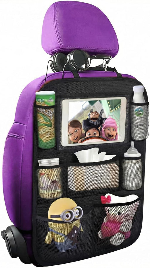 Backseat Car Organizer Mats Back Seat Organizers and Storage Bag with Touch Screen Tablet Holder for Kids Toddlers Car Seats, Travel Accessories, Road Trip Essentials Kids