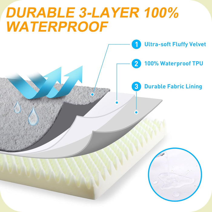 Orthopedic Dog Bed for Large Dogs with Waterproof Lining, Grey, 35x22