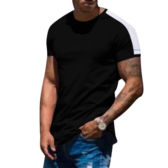Mens Casual round Curved Hem T-Shirt Men Sport Fashion Short Sleeve T Shirts