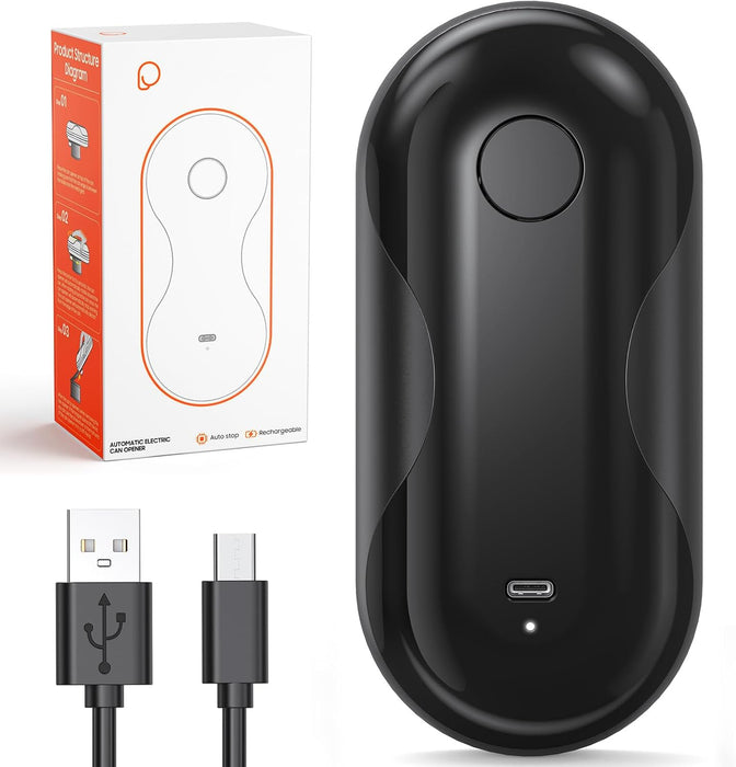 Electric Can Opener, Auto-Stop, USB-C Rechargeable, Side-Cut Smooth Edge, Hands Free Automatic Can Opener for Seniors & Arthritis Patients (Black)