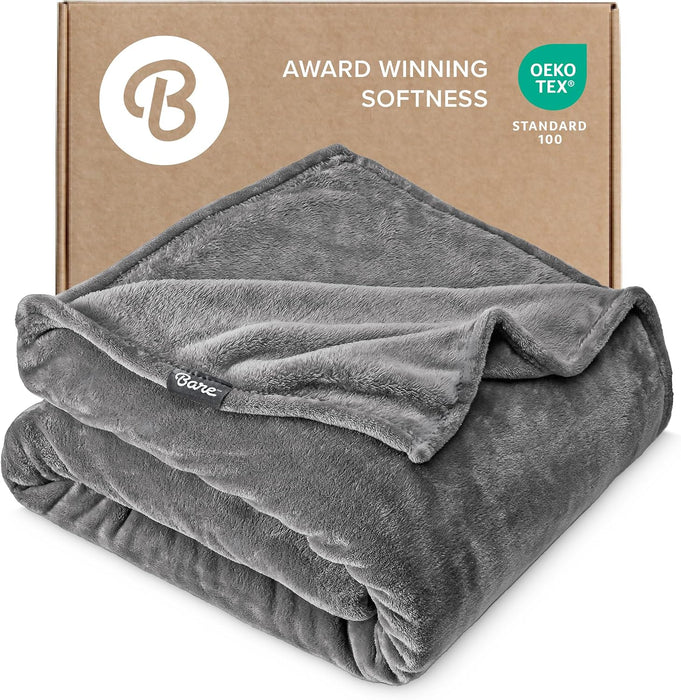 Fleece Blanket Luxury Microplush (Full/Queen, Grey)