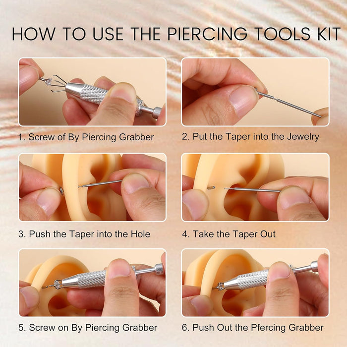 Piercing Ball Grabber Tool, 14-20G Taper for Changing Jewelry