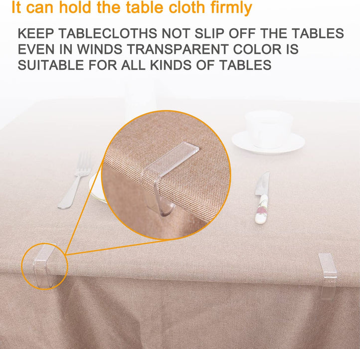 24 Pieces Transparent Clear Tablecloth Clips, Plastic Table Cloth Clips，Windproof Table Cover Holder Clamps，Table Cloth Holder for Home Wedding Party Christmas Outdoor Indoor Picnic Camping(Large)