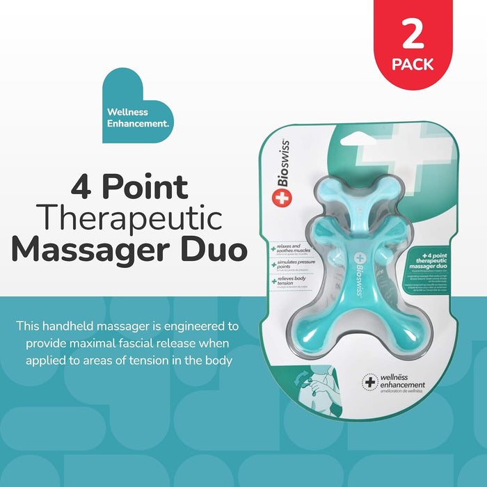 2-Pack Handheld Full Body Massager, 4-Leg Pressure Point Tool for Back, Neck, and Shoulder, Includes 1 Large and 1 Small
