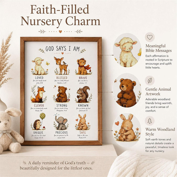 Christian Nursery Decor, Bible Verse Wall Art for Kids Room