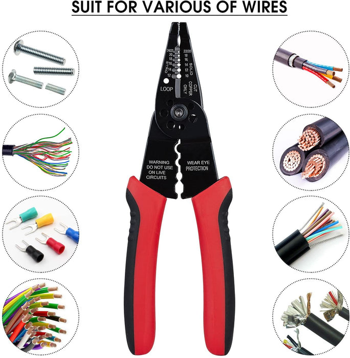 WG-015 Professional Wire Stripper, Wire Cutter and Wire Crimper 8-inch