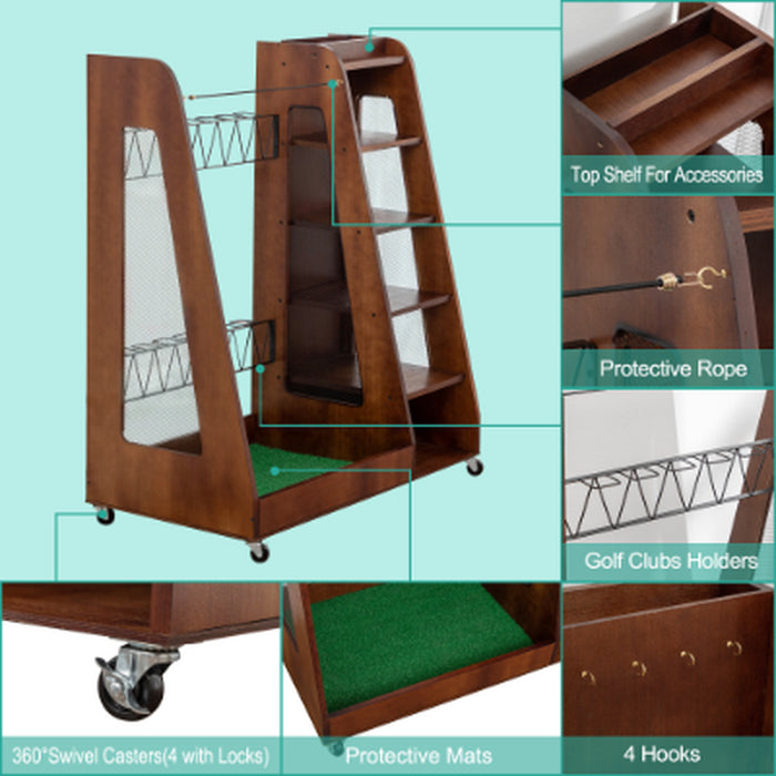 Two-Bag Wooden Golf Storage Rack